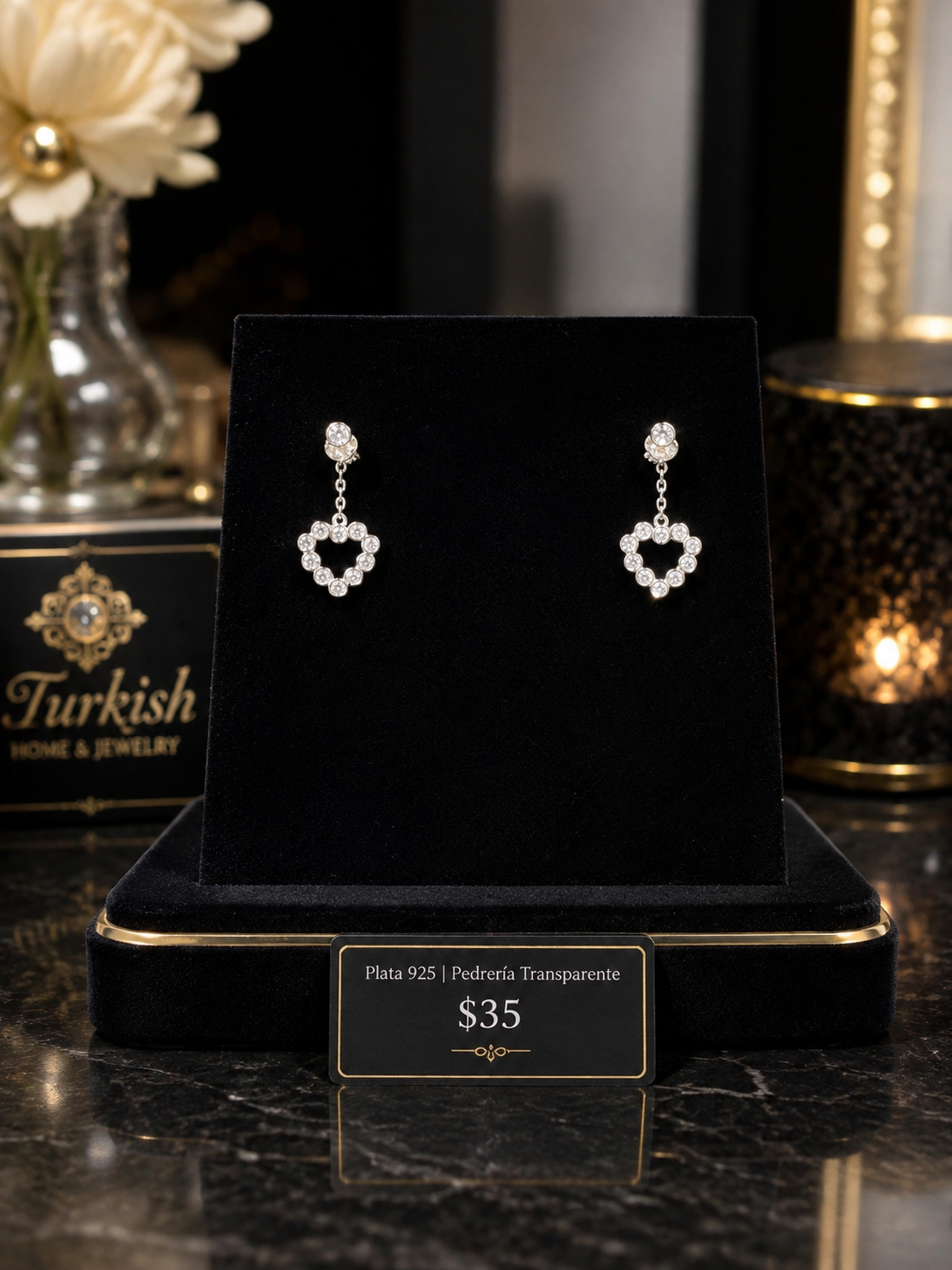 Set de Aretes Corazon 925 Plata